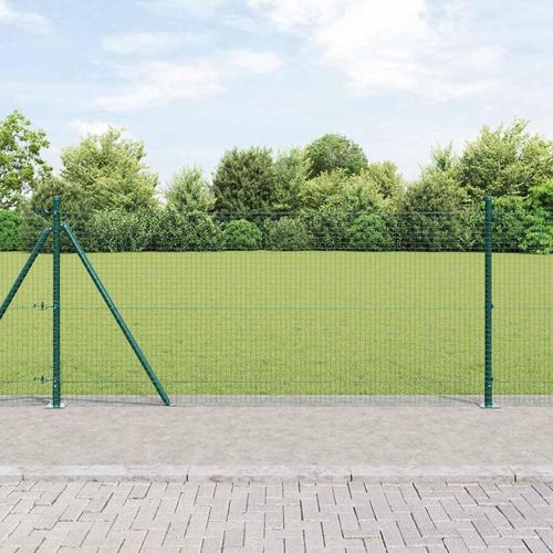 Zaun mit Pfosten Grün 1 x 10 m Stahl