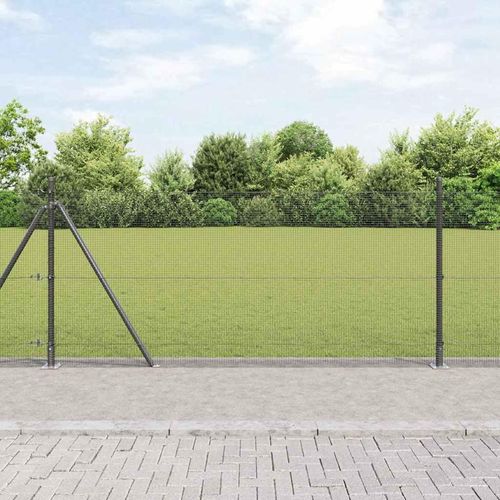 Zaun mit Pfosten Grau 1.5 x 25 m Stahl