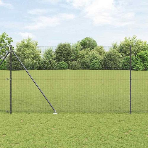 Zaun mit Pfosten Grau 1.5 x 25 m Stahl