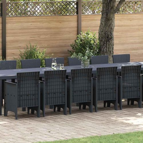 Garten Essgruppe 17 pcs Anthrazit 16-Sitzer Poly-Rattan