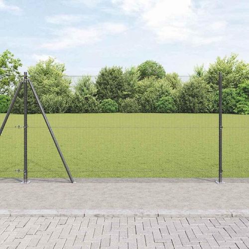 Zaun mit Pfosten Grau 1.2 x 50 m Stahl