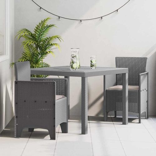 Garten Essgruppe 3 pcs Hellgrau 100 x 100 x 73 cm Poly-Rattan