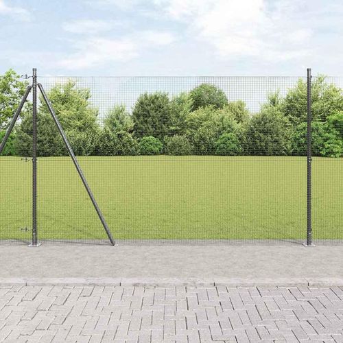 Zaun mit Pfosten Grau 1.4 x 10 m Stahl