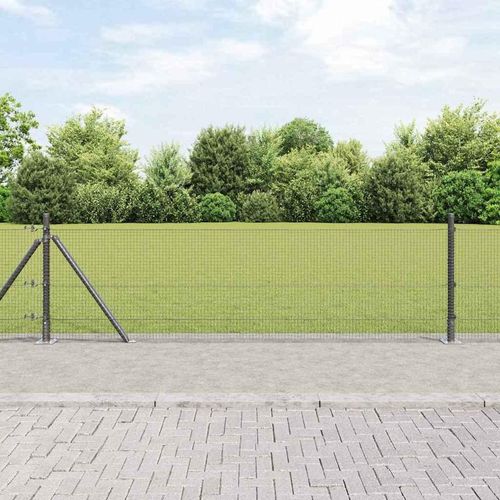 Zaun mit Pfosten Grau 0,5 x 100 m Stahl