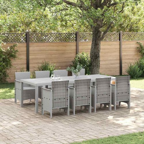 Garten Essgruppe 9 pcs Weiß Polt Rattan