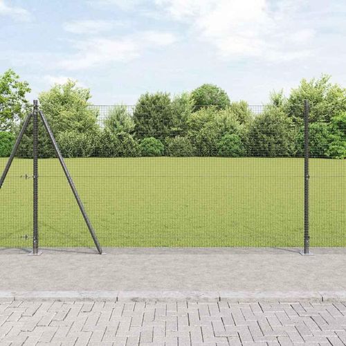 Zaun mit Pfosten Grau 1.2 x 10 m Stahl
