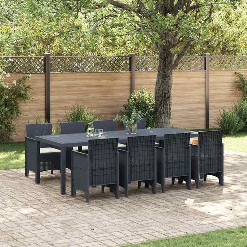 Garten Essgruppe 9 pcs Anthrazit 250 x 100 x 73 cm PE-Rattan