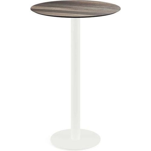 Urban Stehtisch Weiß gestell + Tropical Wood HPL Ø70 cm