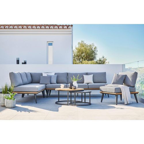 Xxxl Loungetisch , Anthrazit , Metall , rund , Flachrohr, rund , 60x36x60 cm , wetterbeständig , Loungemöbel, Loungetische