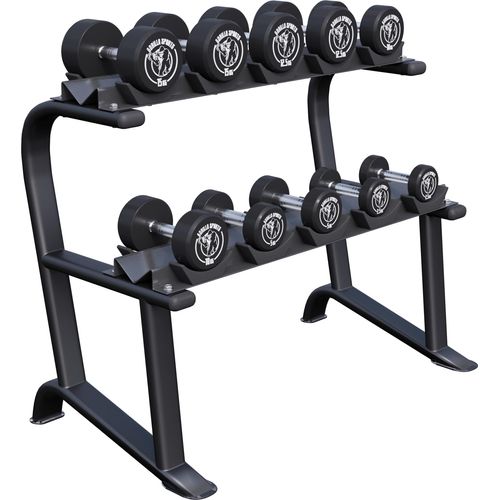 GORILLA SPORTS® Kurzhantelablage - mit 90 kg Kurzhanteln Set, 121 x 65 x 100 cm, 2 Ebenen, bis 250kg Belastbar, Stahl - Hantelablage, Hantelständer, Kurzhantelständer, Gewichteständer, Dumbbell Rack
