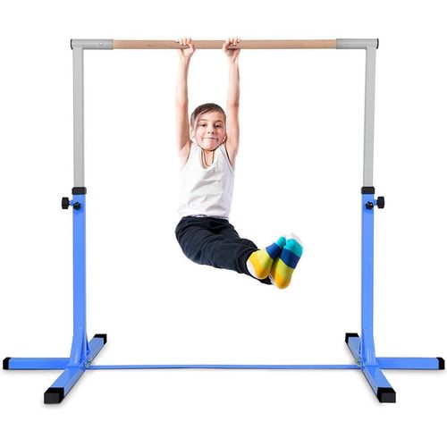 COSTWAY Gymnastik Turnreck, Trainingsgeraete hoehenverstellbar, Turnstangen bis 100kg belastbar, Heimtraining, Blau