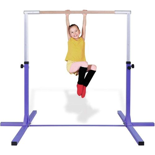 COSTWAY Gymnastik Turnreck, Turnreck höhenverstellbar, Turnstangen bis 100kg belastbar, Reckstange, Reckanlage, Trainingsgeräte, Übungsstange für den Innenbereich, Heimtraining