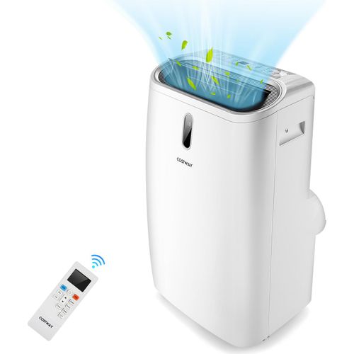 COSTWAY 5in1 Klimaanlage 16000BTU/4,7kW für 117m³, Klimagerät mobil 56dB Entfeuchter, Heizlüfter 3,3kW, inkl. Schlafmodus, 24H Timer, Fernbedienung & App, Abluftschlauch, 16-32℃
