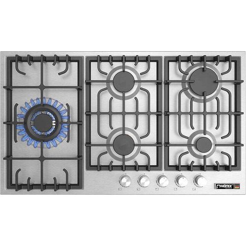 Phönix PS-905L Gaskochfeld Gaskocher 5 flammig Edelstahl Einbauherd 90cm Propan / Erdgas