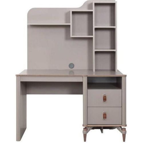 Schreibtisch Bürotisch Computertisch Beige Büromöbel Holz Tisch Regale