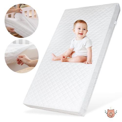 Alcube® Babymatratze 'Pur+' 70x140x14 cm für Babybett mit waschbarem Bezug