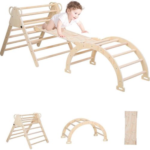 Clanmacy Kletterdreieck für Kinder Klettergerüst Holzspielzeug 60 kg Belastbar