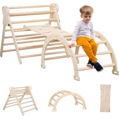 Hengda Kletterdreieck für Kinder Klettergerüst Holzspielzeug 60 kg Belastbar