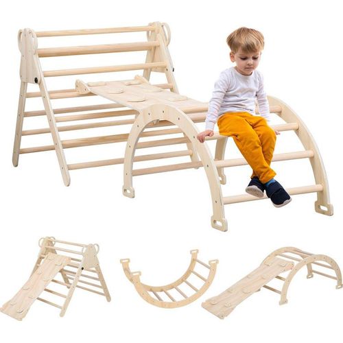 Jopassy Kletterdreieck mit Rutsche Holz Kletterbogen Klettergerüste Klettergerüst aus Holz
