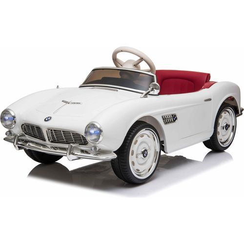 BMW 507 Roadster Oldtimer Kinderauto Elektroauto EVA Soft Reifen Ledersitz 12V 2 Motoren Weiß