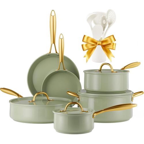 Set mit Keramik Antihaftbeschichtung, Kochgeschirr-Set, Essentials, Topf und Pfanne