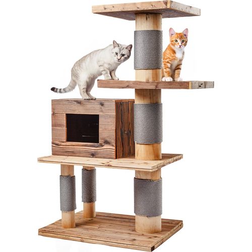 Outdoor Kratzbaum Woody · Kletterbaum aus Holz · 70 x 45 x 117 cm