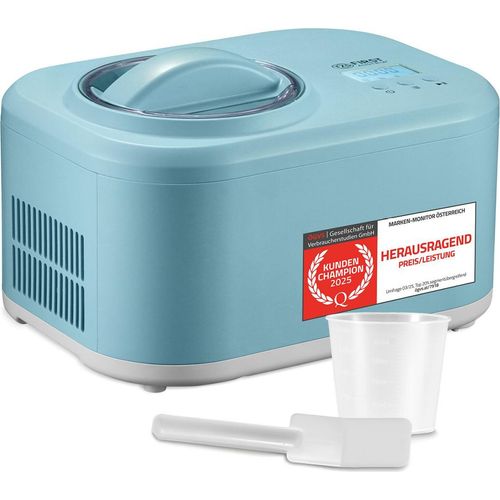 TZS First Austria - Eismaschine 1L mit Kompressor 3 in 1 - Ice Cream Maker 100W selbstkühlend für Frozen Joghurt, Sorbet & Eiscreme - Kleine Speiseeismaschine inkl. Rezeptheft, Messbecher & Spatel