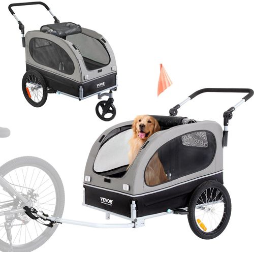 Hunde-Fahrradanhänger, trägt bis zu 88 Pfund, 2-in-1-Fahrradträger für Haustier-Kinderwagen, einfach zusammenklappbarer Wagenrahmen mit Schnellspannrädern, universeller Fahrradkupplung, Reflekto
