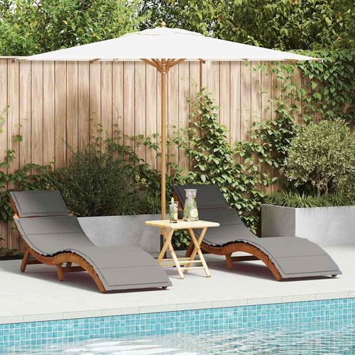Sonnenliege 2 pcs Grau 184 x 55 x 64cm Massivholz Akazie