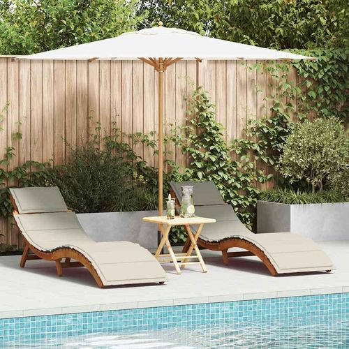 Sonnenliege 2 pcs Weiß 184 x 55 x 64cm Massivholz Akazie