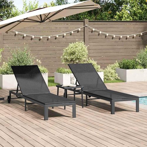 Sonnenliege 2 pcs Schwarz 40 x 39 x 40,5 cm Poly-Rattan