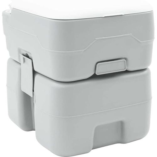 Tragbare Campingtoilette in Grau mit 10L Frischwassertank und 20L Abfalltank