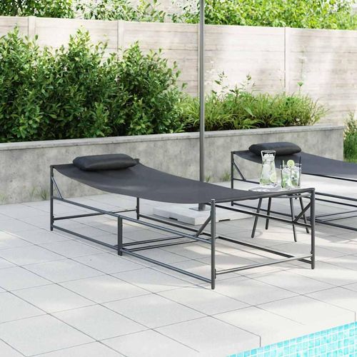 Sonnenliege Anthrazit 200 x 74 x 73 cm Textilene, Stahl