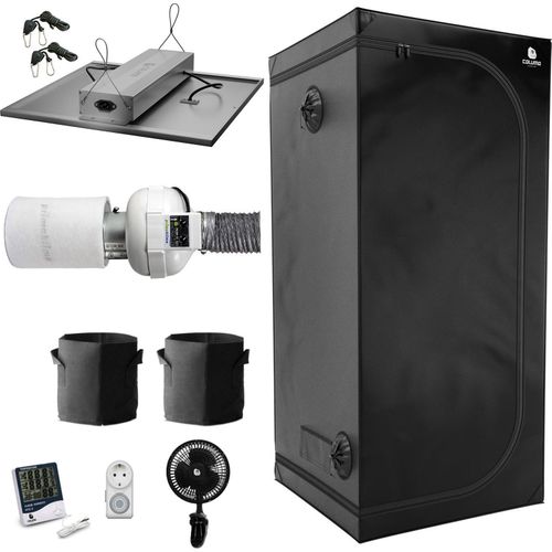 Growbox Komplett Set Deluxe M - PK Lüfter, 2 Pflanzen, 80x80x180cm, 240W LED