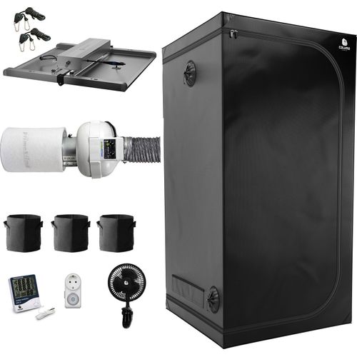 Growbox Komplett Set Deluxe L - PK Lüfter, 3 Pflanzen, 100x100x200cm, 320W LED