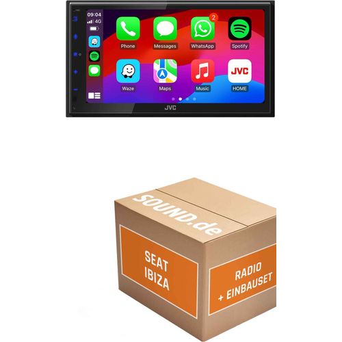 Autoradio Einbaupaket JVC KW-M695DBW passend für Seat Ibiza IV 6J + Lenkradfernbedienung Dublin grau | CarPlay Wireless Android Auto Wireless