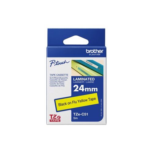 Original Brother P-Touch P 750 W (TZE-C51) Schriftband 24mm/8m Schwarz auf Gelb