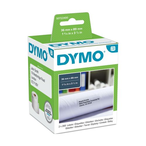 Original Dymo S0722400 (99012) Etikett 260x (36mm x 89mm)