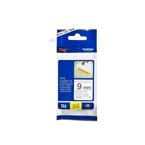 Original Brother P-Touch 1290 (TZE-S221) Schriftband 9mm/8m Schwarz auf Weiss