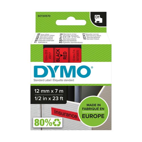 Original Dymo LABELMANAGER Executive 640 CB (45017 / S0720570) Schriftband 12mm/7m Schwarz auf Rot