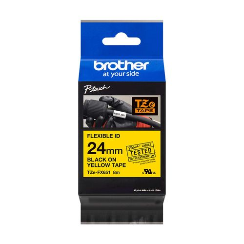 Original Brother P-Touch 2730 VP (TZE-FX651) Schriftband 24mm/8m Schwarz auf Gelb
