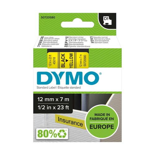 Original Dymo LABELMANAGER 280 Plus Softcase (45018 / S0720580) Schriftband 12mm/7m Schwarz auf Gelb