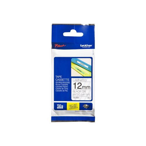 Original Brother P-Touch D 460 Series (TZE-M31) Schriftband 12mm/8m Schwarz auf Matt Transparent