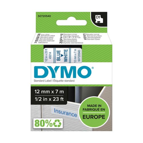 Original Dymo LABELWRITER 400 Duo (45014 / S0720540) Schriftband 12mm/7m Blau auf Weiss