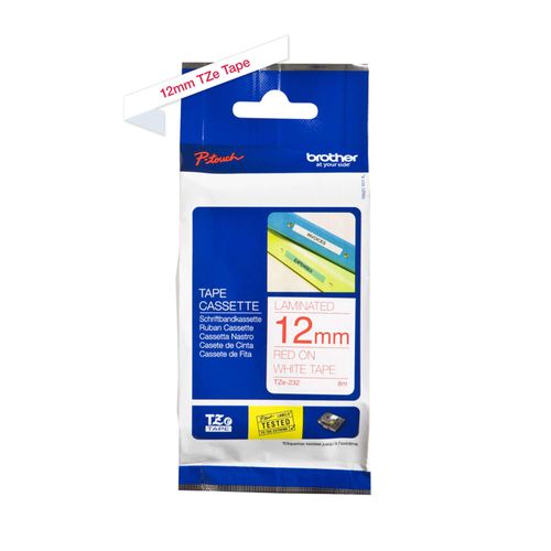Original Brother P-Touch E 560 Series (TZE-232) Schriftband 12mm/8m Rot auf Weiss