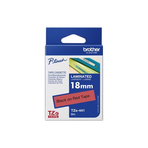 Original Brother P-Touch 2100 VP (TZE-441) Schriftband 18mm/8m Schwarz auf Rot