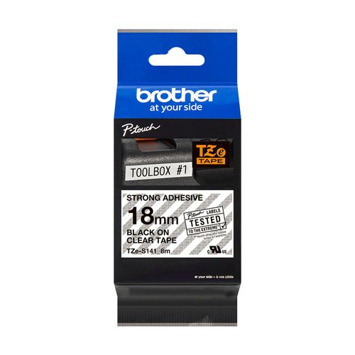 Original Brother P-Touch 340 C (TZE-S141) Schriftband 18mm/8m Schwarz auf Transparent