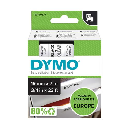 Original Dymo LABELPOINT 300 (45800 / S0720820) Schriftband 7mm/19m Schwarz auf Transparent