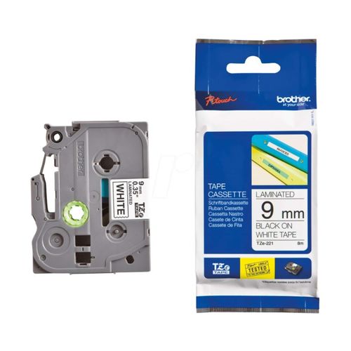 Original Brother P-Touch H 105 (TZE-221) Schriftband 9mm/8m Schwarz auf Weiss