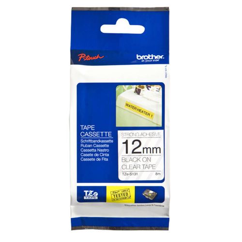 Original Brother P-Touch 1950 VP (TZE-S131) Schriftband 12mm/8m Schwarz auf Transparent